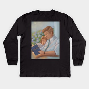 JFK and Caroline reading Kids Long Sleeve T-Shirt